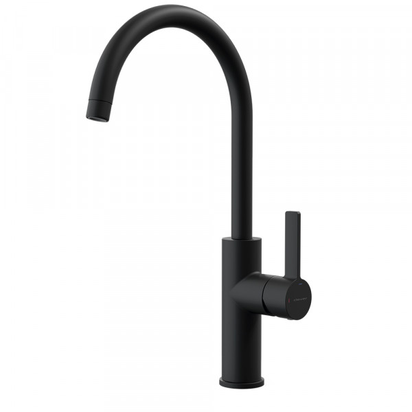 Küchenarmatur Einhebel 330mm 5l/min Alpina Round Schwarz Matt Cold Open