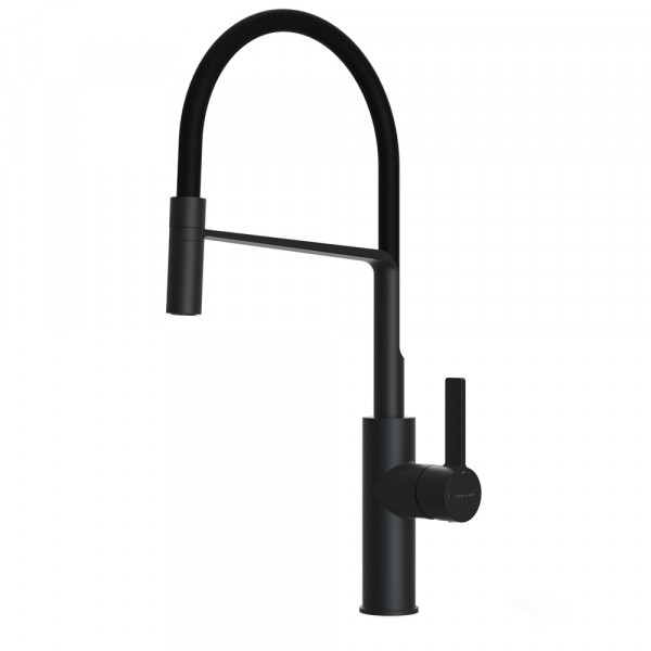 Küchenarmatur Einhebel 250mm 5l/min Alpina Flex Schwarz Matt Cold Open
