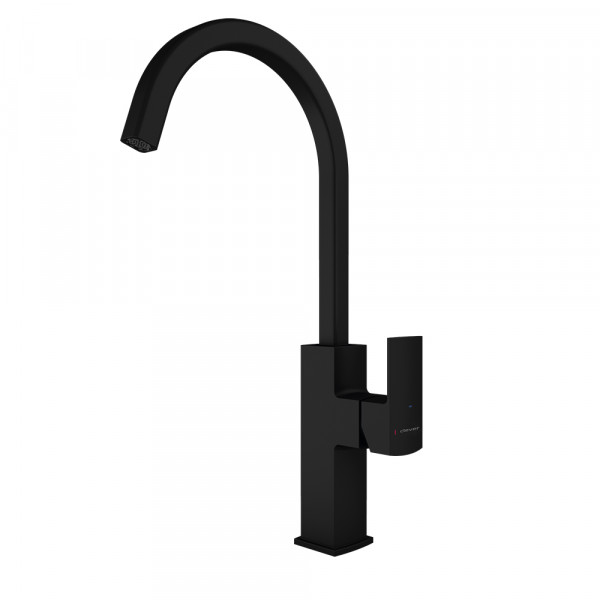 Küchenarmatur Einhebel 310mm 5l/min Alpina Oval Schwarz Matt Cold Open