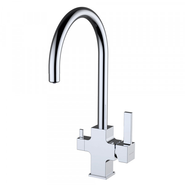 Grifo de cocina monomando 275mm 3 vías con 2 mandos y 2 salidas de agua para equipos de tratamiento