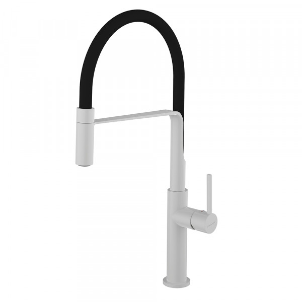 Küchenarmatur Einhebel 255mm Chef Slim Weiss Matt Cold Open