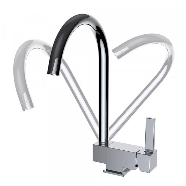 Grifo de cocina monomando 260mm con caño conformado abatible Square EcoNature Cold Open